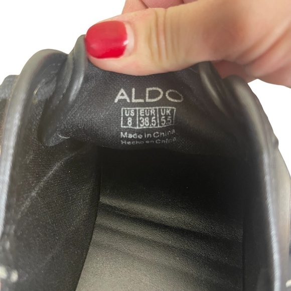 EUC Aldo casual vegan leather and canvas sneaker, black, size 8. - Picture 7 of 9